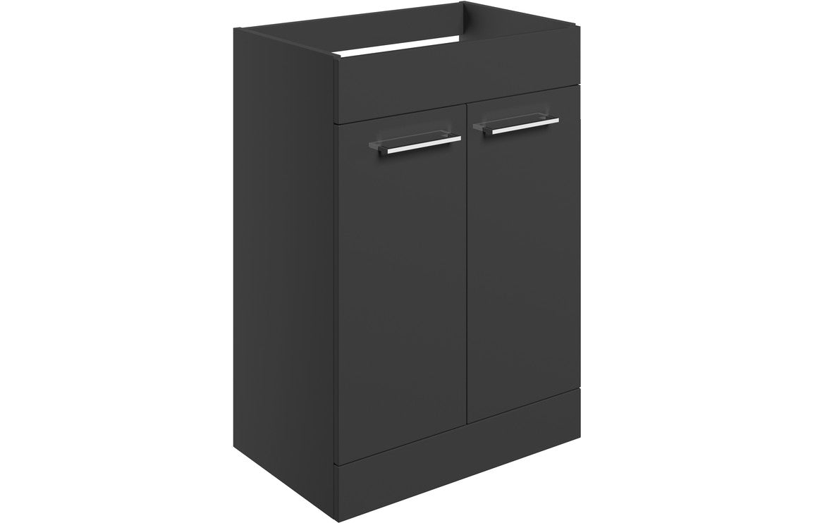 Vesper 590mm Floor Standing 2 Door Basin Unit (No Top) - Anthracite Gloss