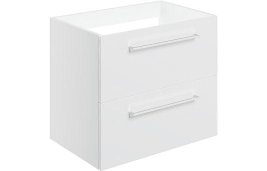 Vesper 590mm Wall Hung 2 Drawer Basin Unit (No Top) - White Gloss
