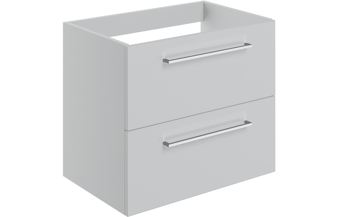 Vesper 590mm Wall Hung 2 Drawer Basin Unit (No Top) - Grey Gloss