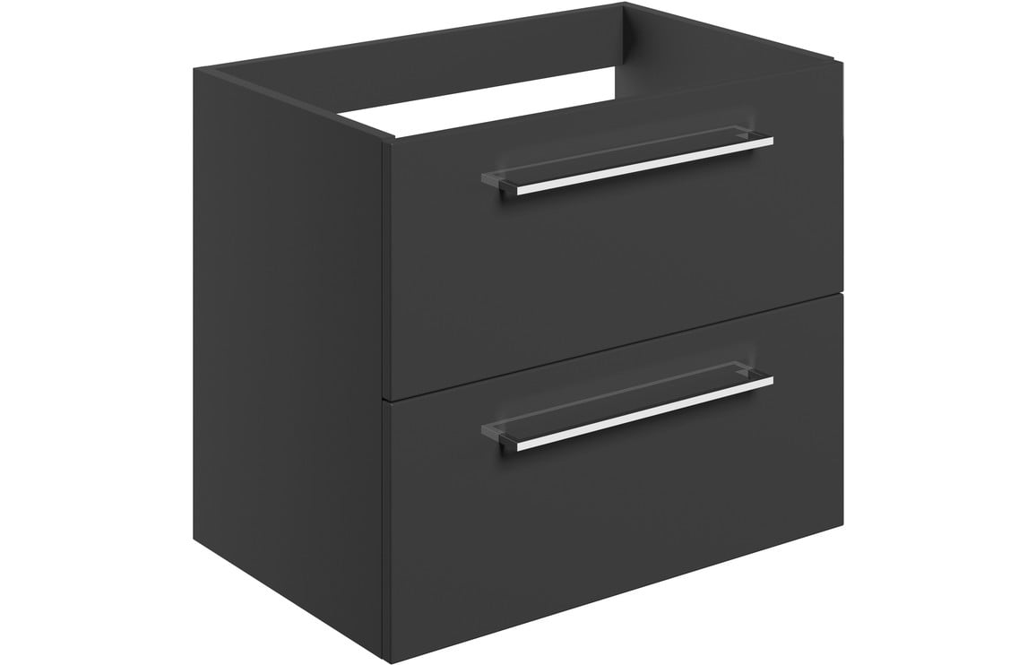Vesper 590mm Wall Hung 2 Drawer Basin Unit (No Top) - Anthracite Gloss