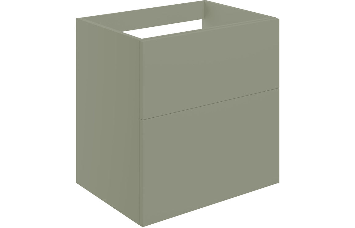Stella 590mm Wall Hung 2 Drawer Basin Unit (No Top) - Matt Olive Green