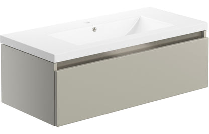 Cordelia 815mm 1 Drawer Wall Hung Basin Unit Inc. Basin - Latte