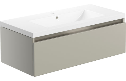 Cordelia 815mm 1 Drawer Wall Hung Basin Unit Inc. Basin - Latte