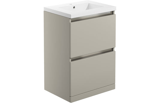 Cordelia 615mm 2 Drawer Floor Standing Basin Unit Inc. Basin - Latte
