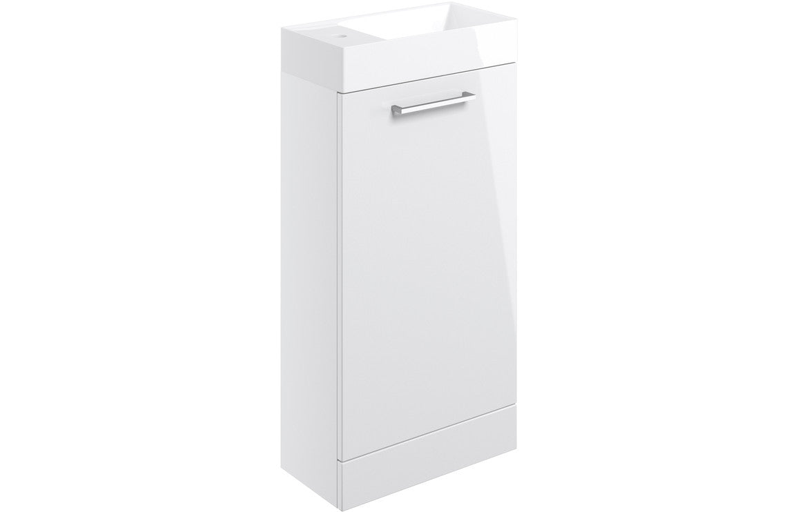 Vesper 410mm Floor Standing 1 Door Basin Unit & Basin - White Gloss