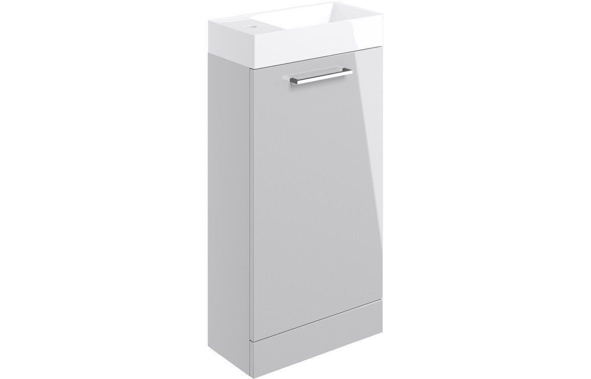 Vesper 410mm Floor Standing 1 Door Basin Unit & Basin - Grey Gloss