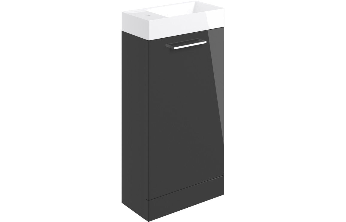 Vesper 410mm Floor Standing 1 Door Basin Unit & Basin - Anthracite Gloss