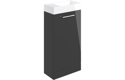 Vesper 410mm Floor Standing 1 Door Basin Unit & Basin - Anthracite Gloss