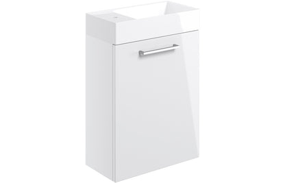 Vesper 410mm Wall Hung 1 Door Basin Unit & Basin - White Gloss