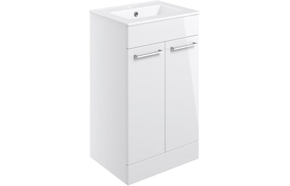 Vesper 510mm Floor Standing 2 Door Basin Unit & Basin - White Gloss