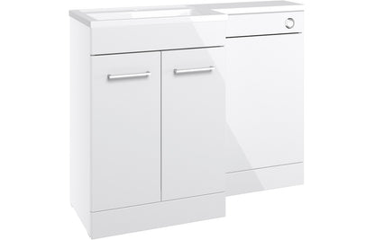 Vesta 1100mm Floor Standing L-Shape Pack & Basin (LH) - White Gloss