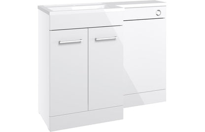 Vesta 1100mm Floor Standing L-Shape Pack & Basin (RH) - White Gloss