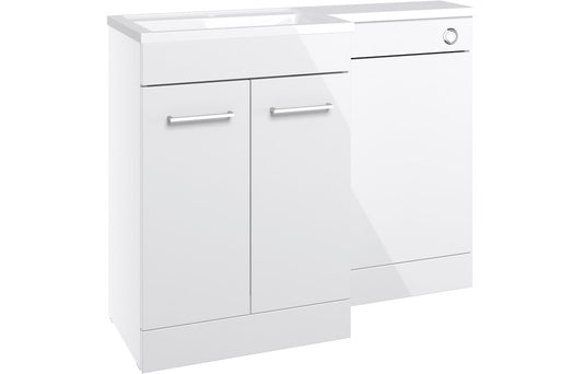 Vesta 1100mm Floor Standing L-Shape Pack & Basin (RH) - White Gloss