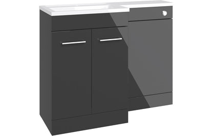 Vesta 1100mm Floor Standing L-Shape Pack & Basin (RH) - Anthracite Gloss