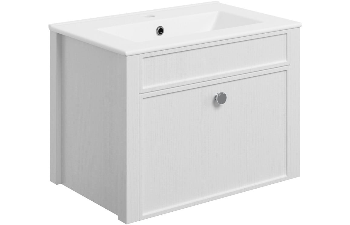 Lavana 605mm Wall Unit (exc. Basin) - Satin White Ash