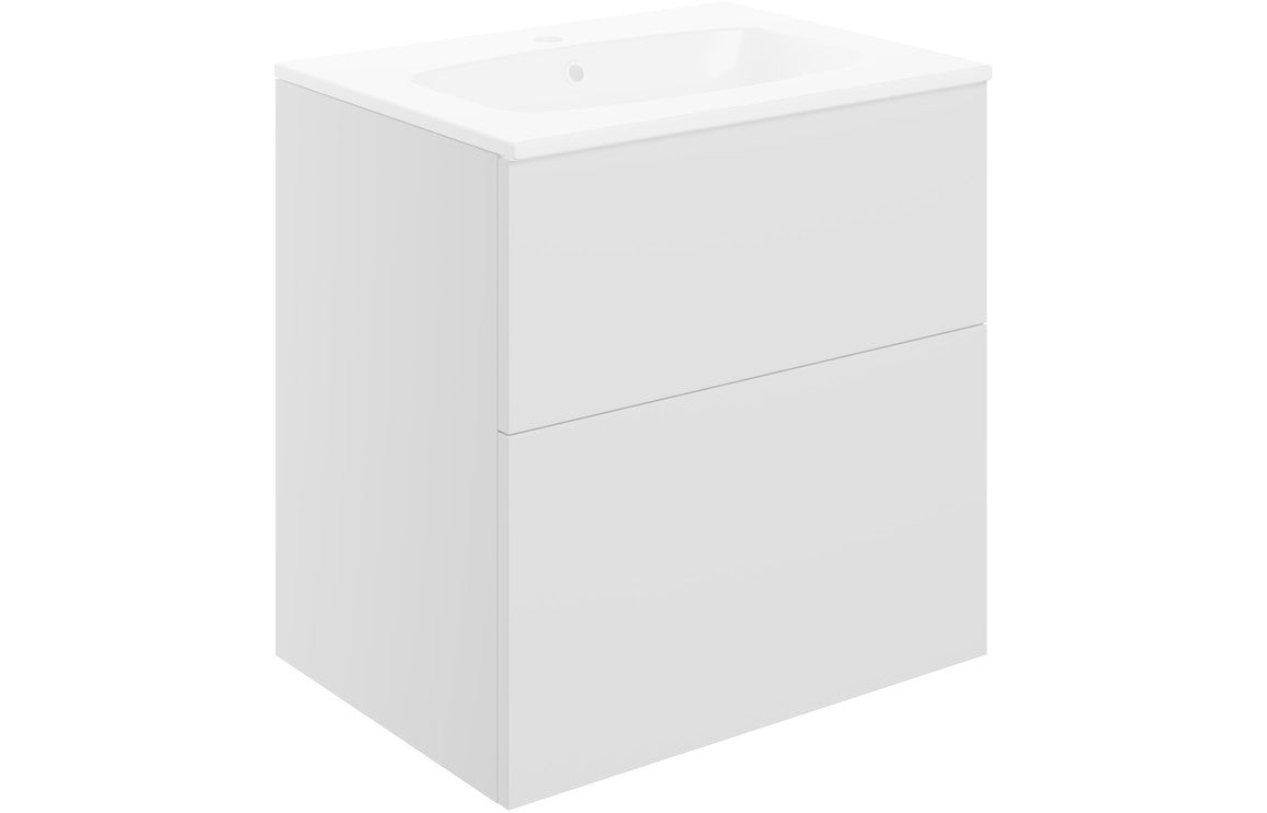 Stella 610mm Wall Hung 2 Drawer Basin Unit & Basin - Matt White