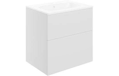 Stella 610mm Wall Hung 2 Drawer Basin Unit & Basin - Matt White