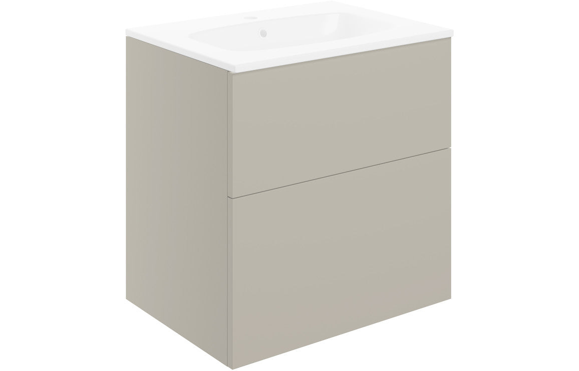 Stella 610mm Wall Hung 2 Drawer Basin Unit & Basin - Matt Latte