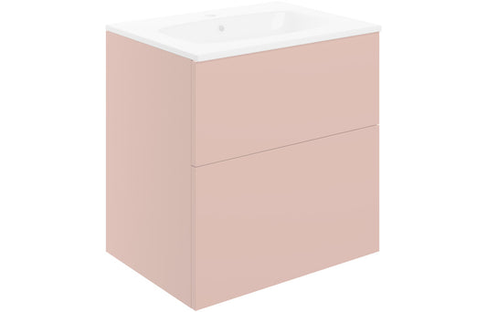 Stella 610mm Wall Hung 2 Drawer Basin Unit & Basin - Matt Antique Rose