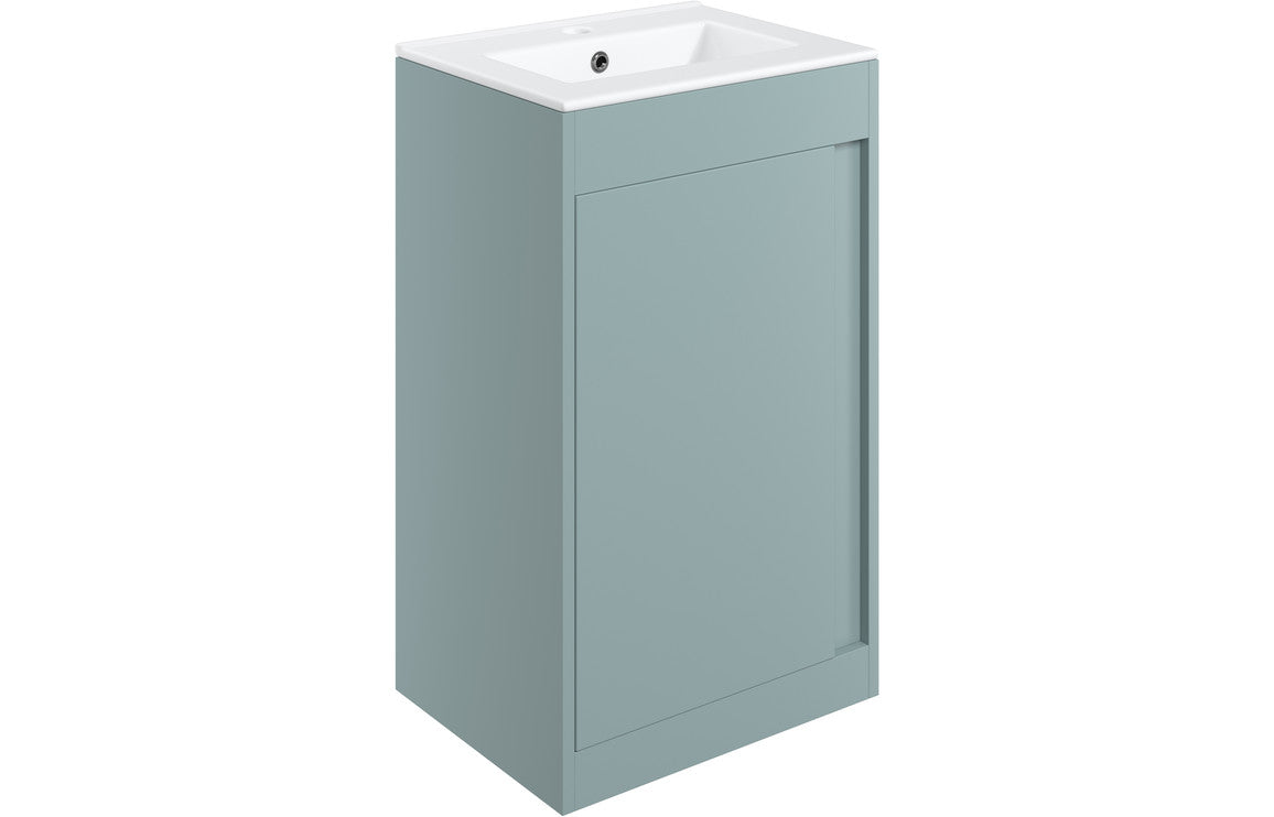Estelle 510mm Floor Standing Unit Inc. Basin - Matt Sea Green
