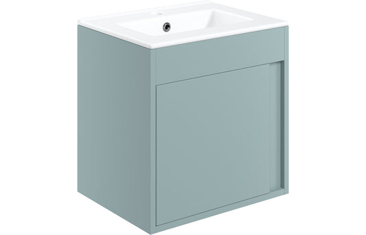 Estelle 510mm Wall Hung Unit Inc. Basin - Matt Sea Green
