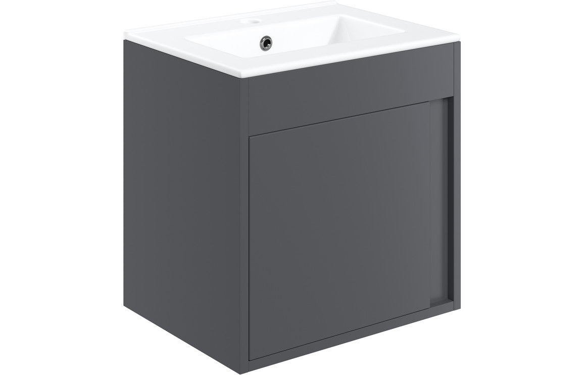 Estelle 510mm Wall Hung Unit Inc. Basin - Matt Graphite Grey