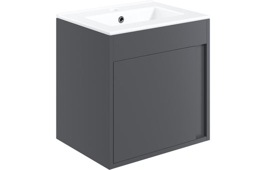 Estelle 510mm Wall Hung Unit Inc. Basin - Matt Graphite Grey