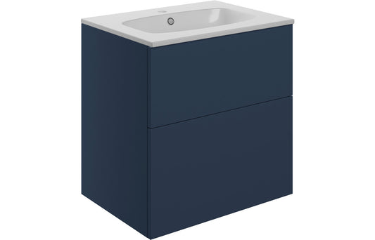 Stella 610mm Wall Hung 2 Drawer Basin Unit & Basin - Matt Deep Blue