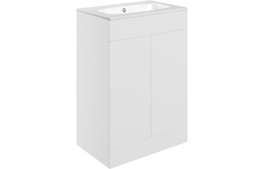 Stella 615mm Floor Standing 2 Door Basin Unit & Basin - Matt White