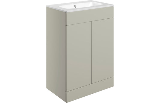 Stella 615mm Floor Standing 2 Door Basin Unit & Basin - Matt Latte