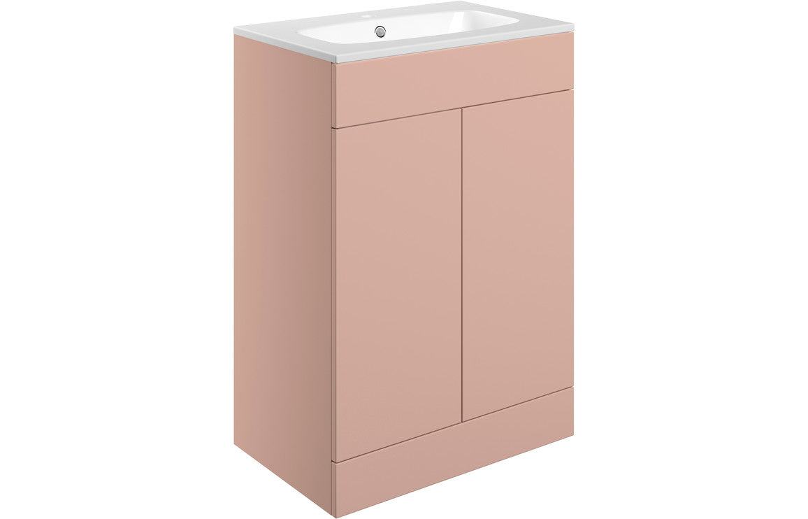 Stella 615mm Floor Standing 2 Door Basin Unit & Basin - Matt Antique Rose