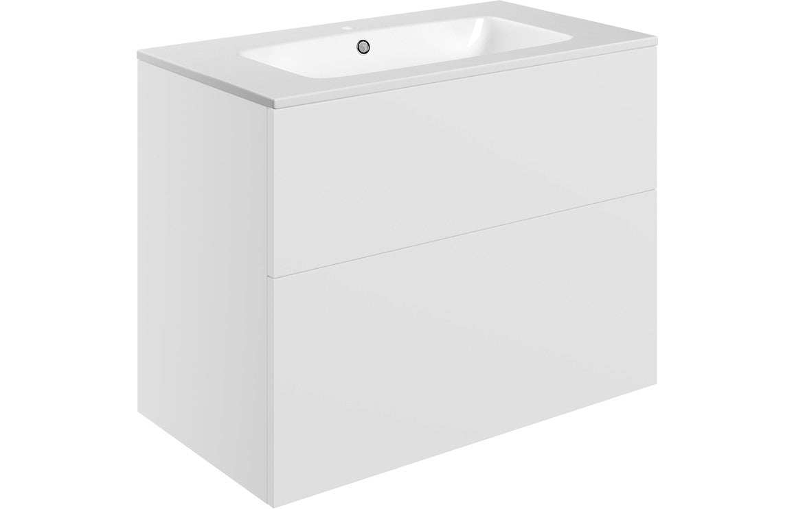 Stella 815mm Wall Hung 2 Drawer Basin Unit & Basin - Matt White