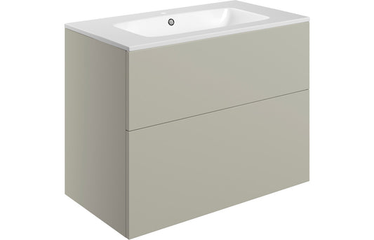 Stella 815mm Wall Hung 2 Drawer Basin Unit & Basin - Matt Latte
