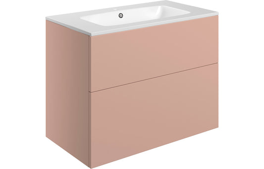 Stella 815mm Wall Hung 2 Drawer Basin Unit & Basin - Matt Antique Rose