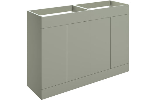 Stella 1180mm Floor Standing 4 Door Basin Unit (No Top) - Matt Olive Green