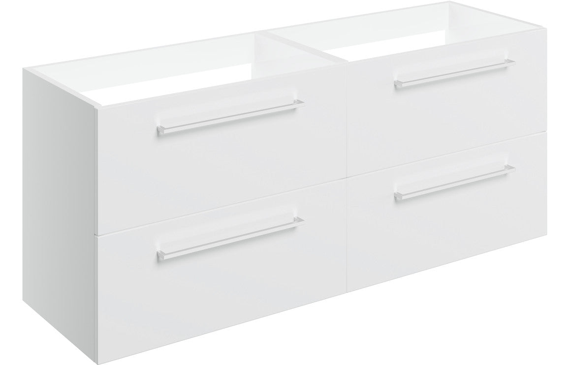 Vesper 1180mm Wall Hung 2 Drawer Basin Unit Run (No Top) - White Gloss