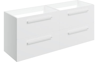 Vesper 1180mm Wall Hung 2 Drawer Basin Unit Run (No Top) - White Gloss