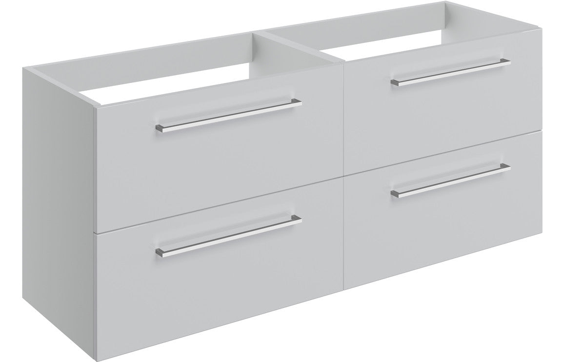 Vesper 1180mm Wall Hung 2 Drawer Basin Unit Run (No Top) - Grey Gloss