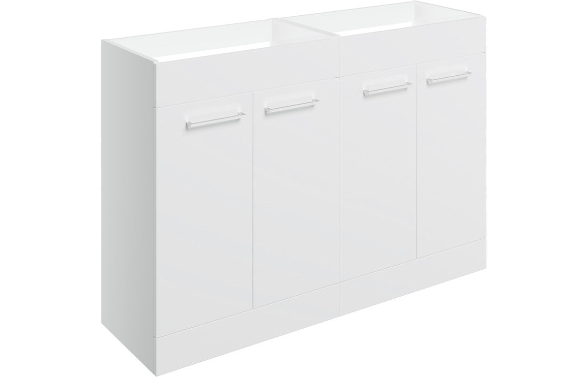 Vesper 1180mm Floor Standing 2 Door Basin Unit Run (No Top) - White Gloss