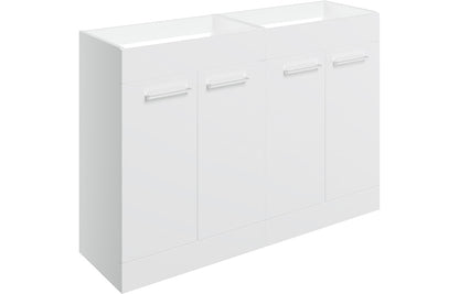 Vesper 1180mm Floor Standing 2 Door Basin Unit Run (No Top) - White Gloss
