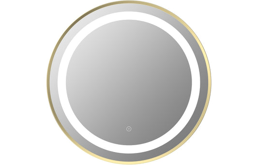 Cortana 600mm Round Front-Lit LED Mirror - Brushed Brass