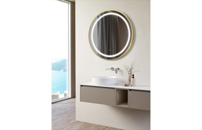 Cortana 600mm Round Front-Lit LED Mirror - Brushed Brass
