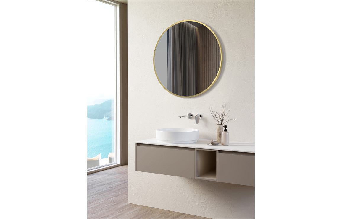 Karin 600mm Round Mirror - Brushed Brass