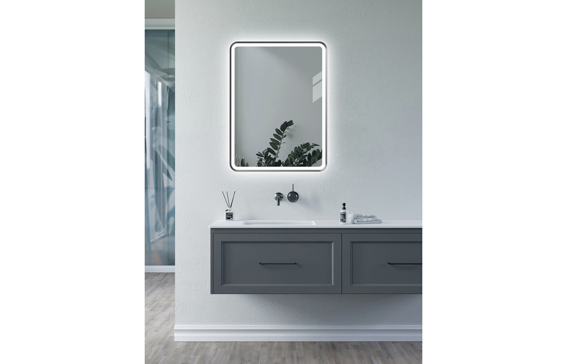 Leda 600mm Rectangle Front-Lit LED Mirror - Matt Black