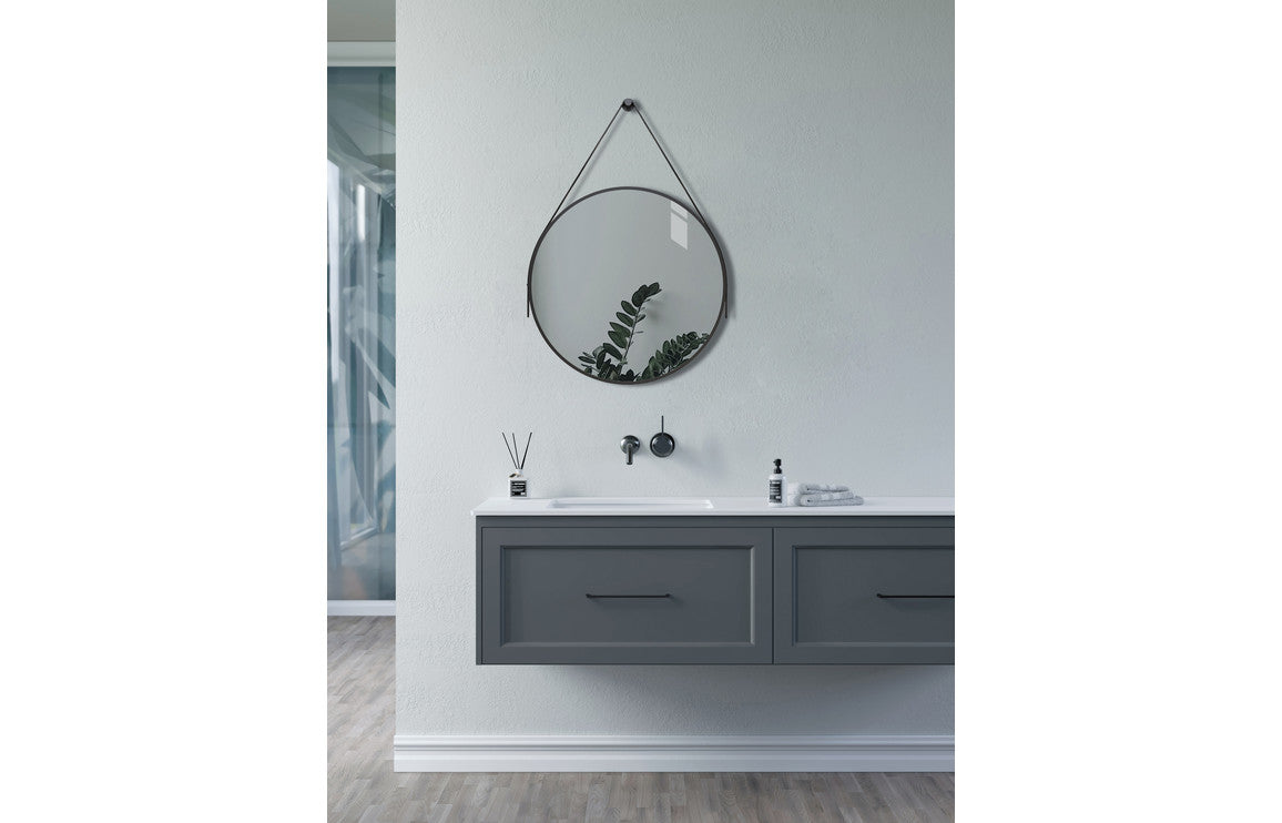 Navi 600mm Round Mirror - Matt Black