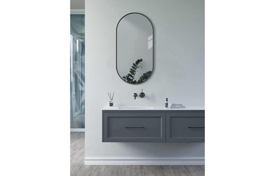Karin 800x400mm Oblong Mirror - Matt Black