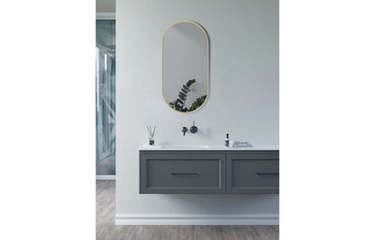Karin 800x400mm Oblong Mirror - Brushed Brass