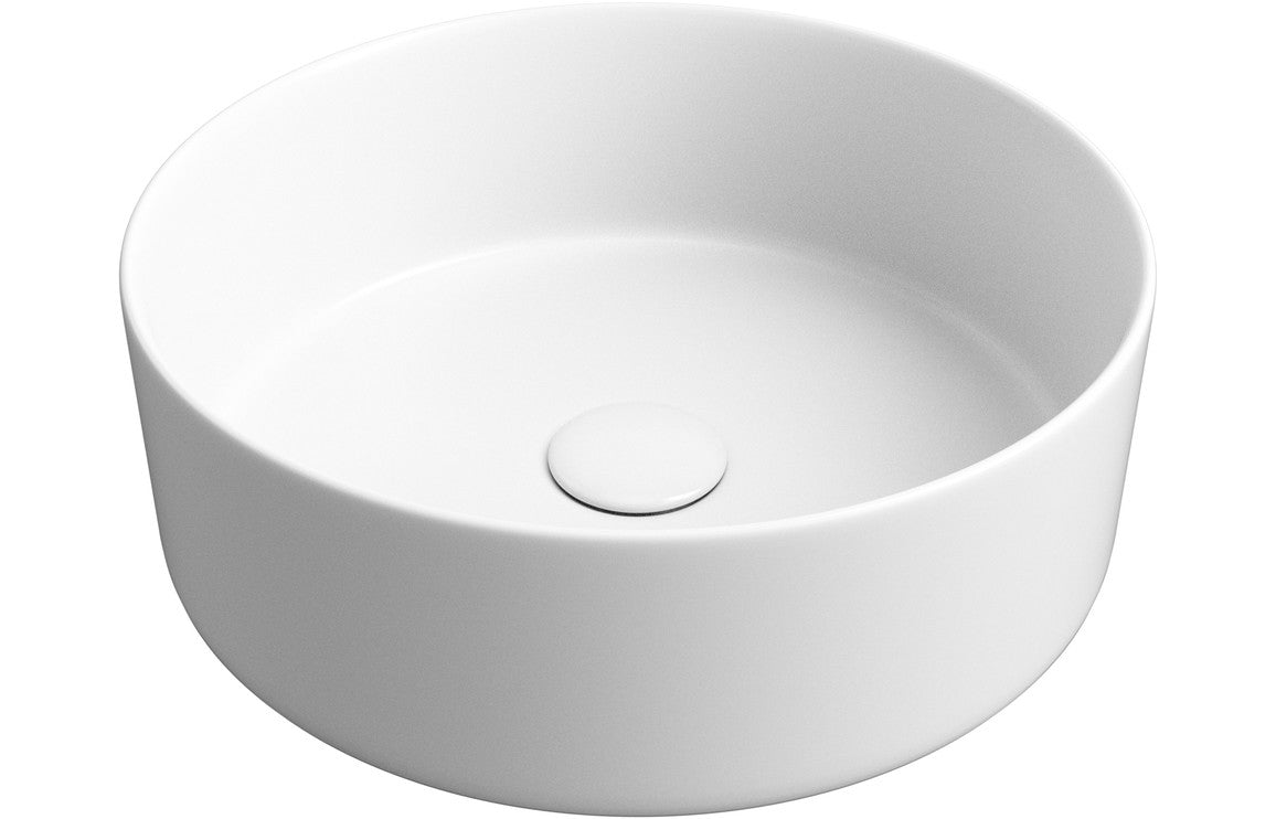 Orpheus 355mm Ceramic Round Washbowl & Waste - Matt White