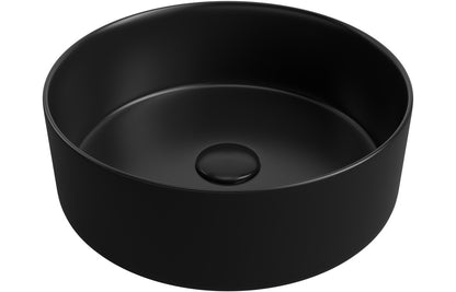Orpheus 355mm Ceramic Round Washbowl & Waste - Matt Black