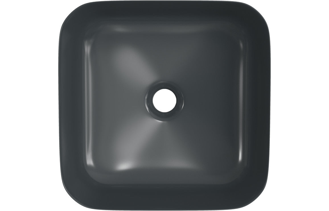 Orpheus 400mm Ceramic Square Washbowl & Waste - Matt Black